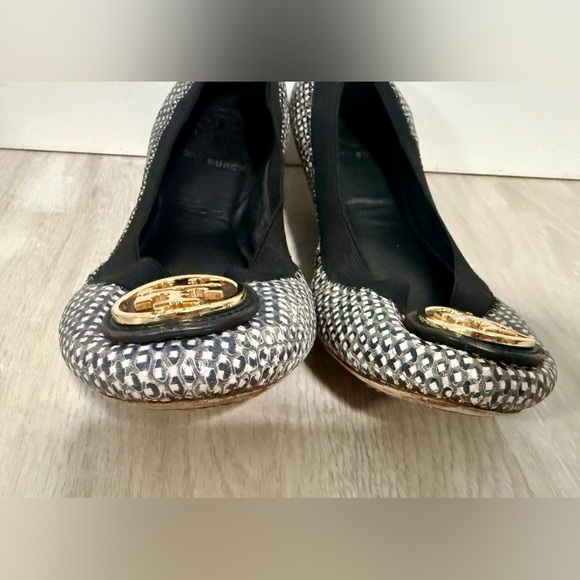 Tory Burch Black White Caroline 2 Ballet Flats Women’s Size 5 - Picture 7 of 9